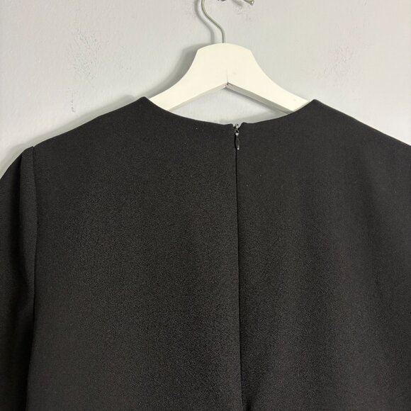 Zara Black Tassel Fringe Shift Short Sleeve Mini Dress Size Small - Picture 6 of 11